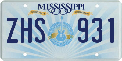MS license plate ZHS931