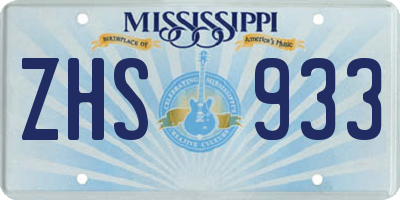MS license plate ZHS933