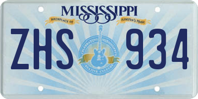 MS license plate ZHS934