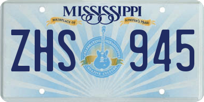 MS license plate ZHS945