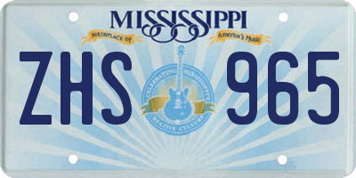 MS license plate ZHS965