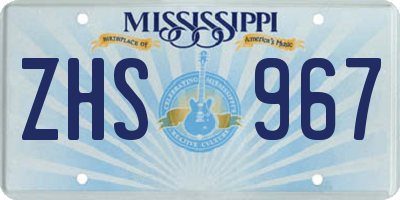 MS license plate ZHS967