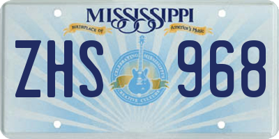 MS license plate ZHS968