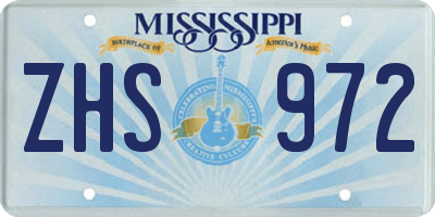 MS license plate ZHS972