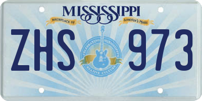 MS license plate ZHS973