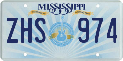 MS license plate ZHS974