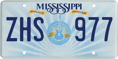MS license plate ZHS977