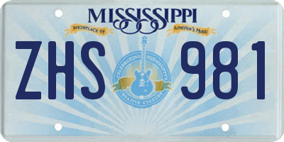 MS license plate ZHS981