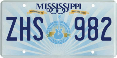 MS license plate ZHS982