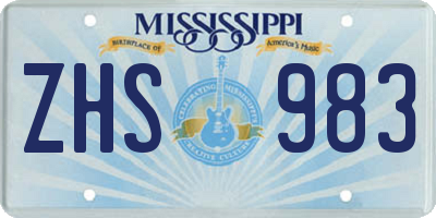 MS license plate ZHS983