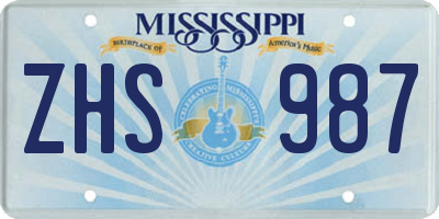MS license plate ZHS987