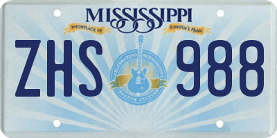 MS license plate ZHS988