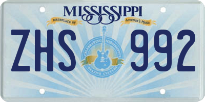 MS license plate ZHS992