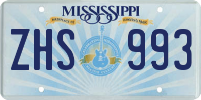 MS license plate ZHS993