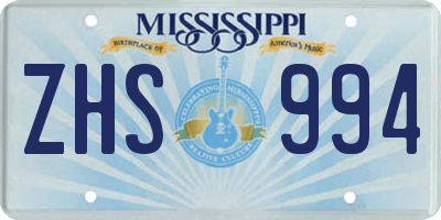 MS license plate ZHS994