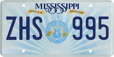 MS license plate ZHS995