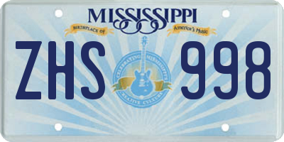 MS license plate ZHS998