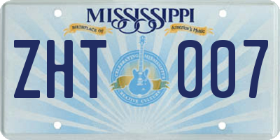 MS license plate ZHT007