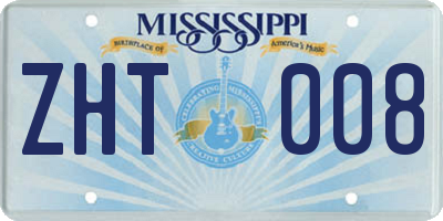 MS license plate ZHT008