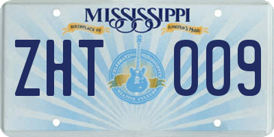 MS license plate ZHT009