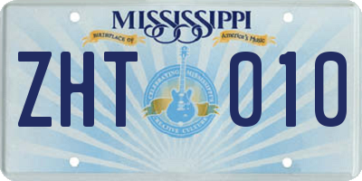 MS license plate ZHT010