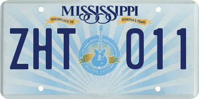 MS license plate ZHT011