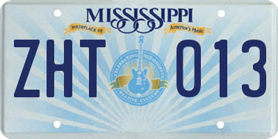 MS license plate ZHT013