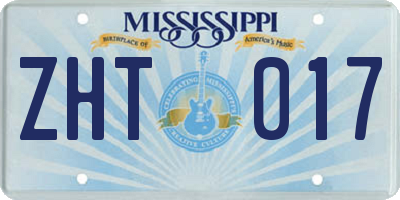 MS license plate ZHT017