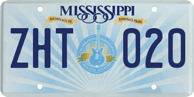 MS license plate ZHT020