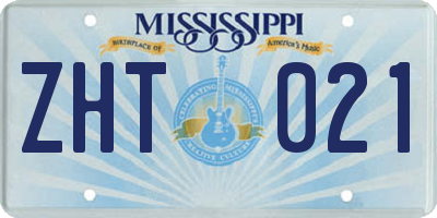 MS license plate ZHT021
