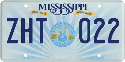 MS license plate ZHT022