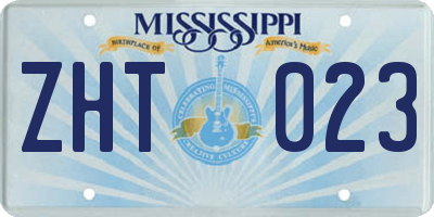 MS license plate ZHT023