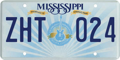 MS license plate ZHT024