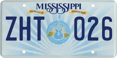 MS license plate ZHT026