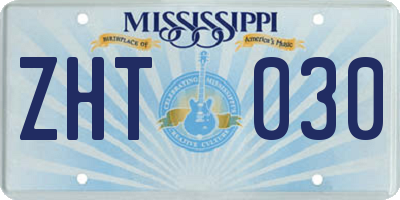 MS license plate ZHT030