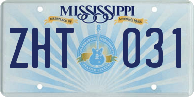 MS license plate ZHT031