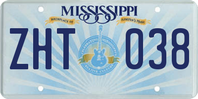 MS license plate ZHT038