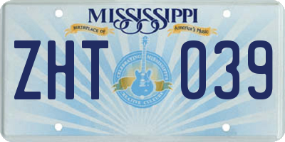 MS license plate ZHT039