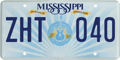 MS license plate ZHT040