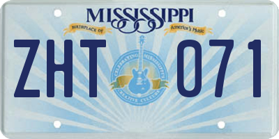 MS license plate ZHT071