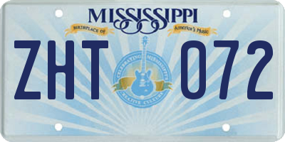 MS license plate ZHT072
