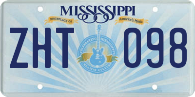 MS license plate ZHT098