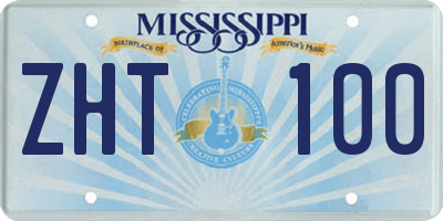 MS license plate ZHT100