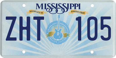 MS license plate ZHT105