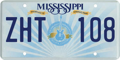 MS license plate ZHT108