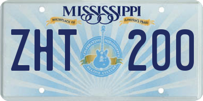 MS license plate ZHT200
