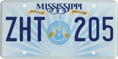 MS license plate ZHT205