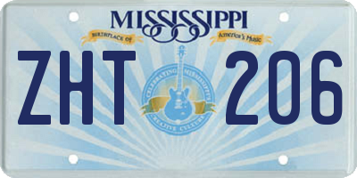MS license plate ZHT206