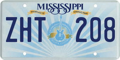 MS license plate ZHT208