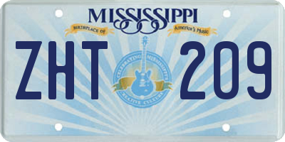 MS license plate ZHT209